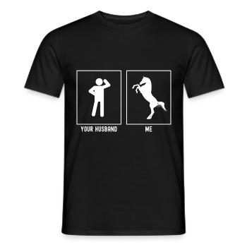 Your husband - me - Horse rearing Links - Men's T-Shirt - black - Front - AI Model Male 178 light (178cm)