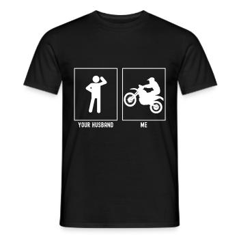 Your husband - me - motorcycle uphill - Men's T-Shirt - black - Front - AI Model Male 178 light (178cm)