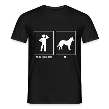 Your husband - me - dog stand - Men's T-Shirt - black - Front - AI Model Male 178 light (178cm)