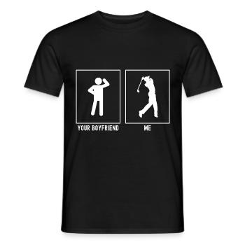 Je vriend - ik - Golf Final Swing - Heren T-shirt - zwart - Voor - AI Model Male 178 light (178cm)