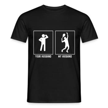Her Husband - My Husband - Tennis Serve - Men's T-Shirt - black - Front - AI Model Male 178 light (178cm)