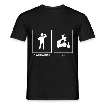 Son mari - Moi - Boxe professionnelle - T-shirt homme - noir - Devant - AI Model Male 178 light (178cm)