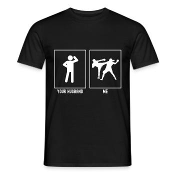 Son mari - Moi - Kickboxing - T-shirt homme - noir - Devant - AI Model Male 178 light (178cm)