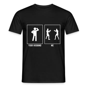 Son mari - Moi - Combat de boxe - T-shirt homme - noir - Devant - AI Model Male 178 light (178cm)
