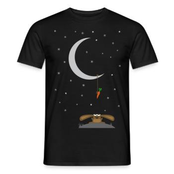 rabbit stares at a carrot on the moon - Men's T-Shirt - black - Front - AI Model Male 178 light (178cm)