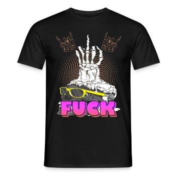 Skull with middle fin and fuck - Men's T-Shirt - black - Front - AI Model Male 178 light (178cm)