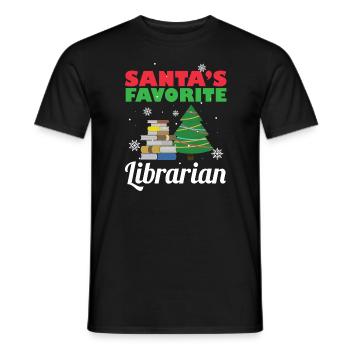 Santa's favorite librarian Christmas costume Lu - Men's T-Shirt - black - Front - AI Model Male 178 light (178cm)