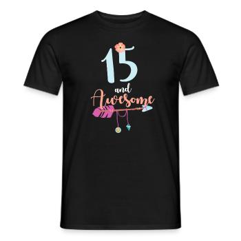 Teenager 15 years 2006 15th birthday girl woman - Men's T-Shirt - black - Front - AI Model Male 178 light (178cm)