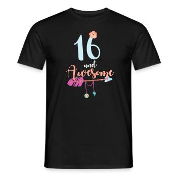 Teenager 16 years 2005 16th birthday girl woman - Men's T-Shirt - black - Front - AI Model Male 178 light (178cm)