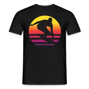 Surfer Retro Surfing Sunset - Men's T-Shirt - black - Front - AI Model Male 178 light (178cm)