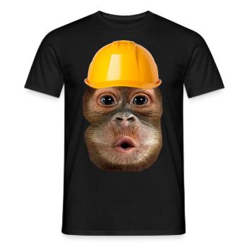 Monkey with construction helmet - Men's T-Shirt - black - Front - AI Model Male 178 light (178cm)