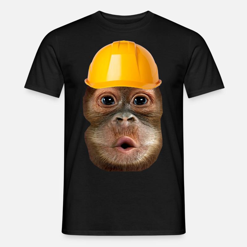 Affe mit Bauhelm - Männer T-Shirt - Schwarz