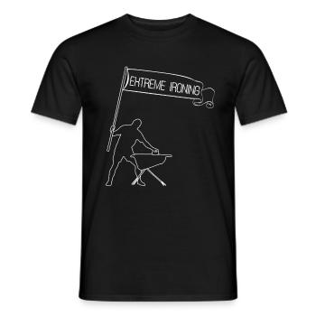 Iron ironing board man flag font sport - Men's T-Shirt - black - Front - AI Model Male 178 light (178cm)