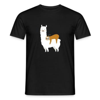 Alpaka mit Faultier - Männer T-Shirt - Schwarz - Vorne - AI Model Male 178 light (178cm)