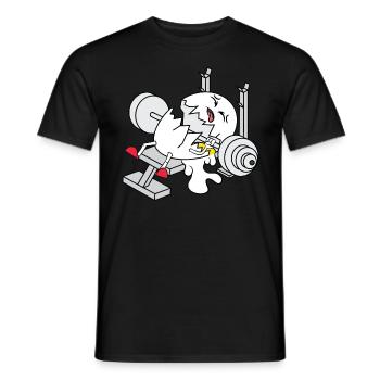 Egg Bench Press Cracked Egg Muscles Gym - Men's T-Shirt - black - Front - AI Model Male 178 light (178cm)