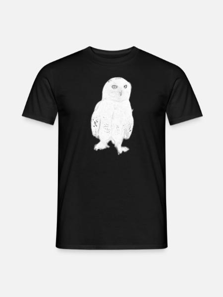 Eule Schneeeule Tiere Geschenk Idee Geburt Glück - Männer T-Shirt - Schwarz