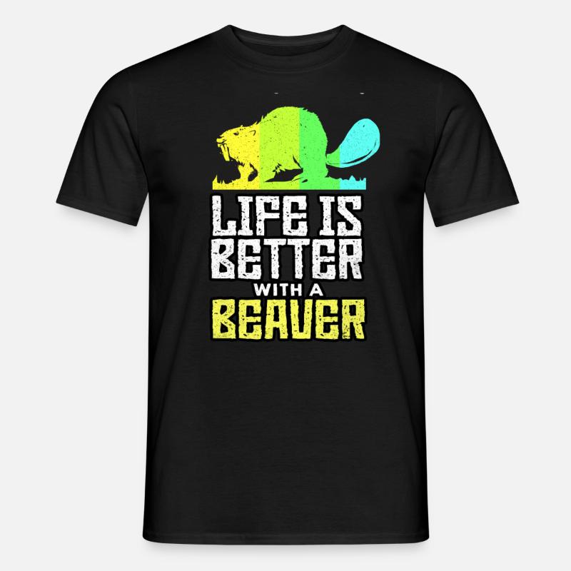 Biber - Männer T-Shirt - Schwarz