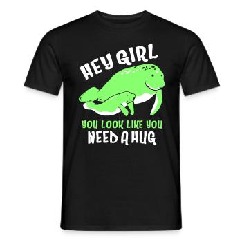 Laque de dugong sanglier Sirenia Manatee - T-shirt homme - noir - Devant - AI Model Male 178 light (178cm)