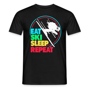 Skiing Skiing Skiing Skiing Skiing - Men's T-Shirt - black - Front - AI Model Male 178 light (178cm)