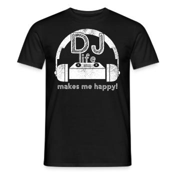 DJ life makes me happy avec table de mixage - T-shirt homme - noir - Devant - AI Model Male 178 light (178cm)