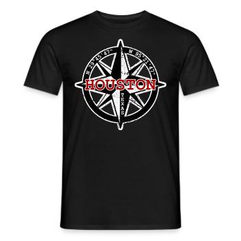 Compass Houston Texas TX USA GPS coordinates - Men's T-Shirt - black - Front - AI Model Male 178 light (178cm)