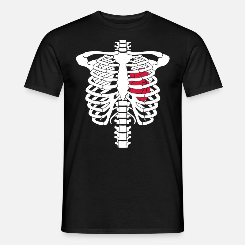 Skelett Herz - Männer T-Shirt - Schwarz