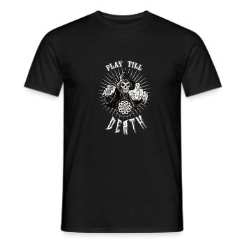 Dart Till Death skeleton white on black - Men's T-Shirt - black - Front - AI Model Male 178 light (178cm)