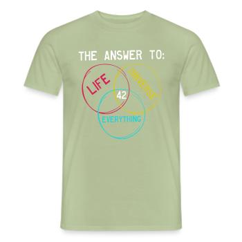 The answer is 42 - Men's T-Shirt - sage - Front - AI Model Male 178 light (178cm)