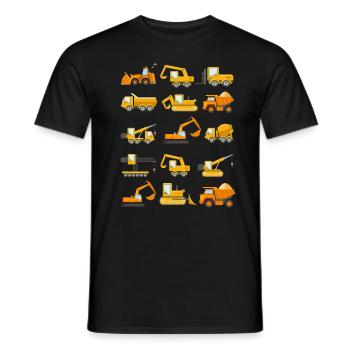 Construction Diggers Trucks Vehicles Design - Men's T-Shirt - black - Front - AI Model Male 178 light (178cm)