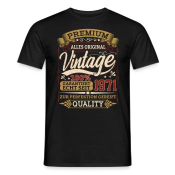 50 Years Birthday Shirt for 1971 Born - Men's T-Shirt - black - Front - AI Model Male 178 light (178cm)