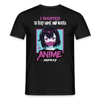 Stay Home Anime Girls - Men's T-Shirt - black - Front - AI Model Male 178 light (178cm)