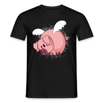 Funny flying pig - Men's T-Shirt - black - Front - AI Model Male 178 light (178cm)