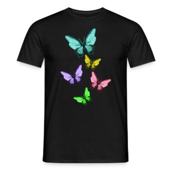 Cute Colorful Butterflies Vintage Butterfly - T-shirt homme - noir - Devant - AI Model Male 178 light (178cm)