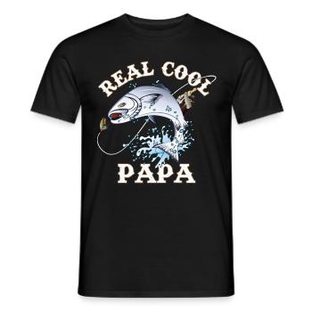 Fishing Design with "real cool dad" for father's - Men's T-Shirt - black - Front - AI Model Male 178 light (178cm)