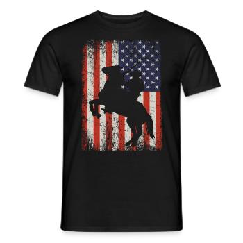 western shirt with american flag - Men's T-Shirt - black - Front - AI Model Male 178 light (178cm)