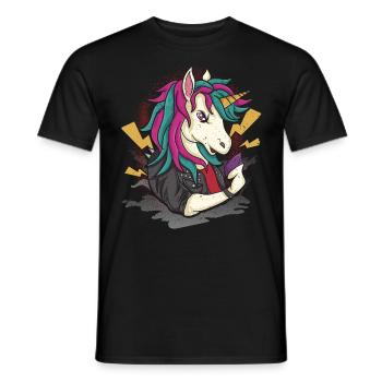 heavy metal unicorn rock - Men's T-Shirt - black - Front - AI Model Male 178 light (178cm)