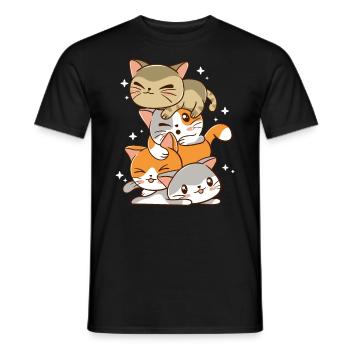 kawaii cat pile shirt - Männer T-Shirt - Schwarz - Vorne - AI Model Male 178 light (178cm)