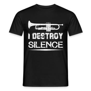 i destroy silence trombone tee shirt - Men's T-Shirt - black - Front - AI Model Male 178 light (178cm)
