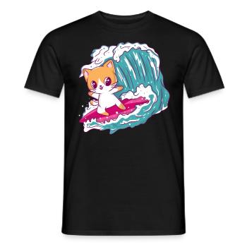 Anime Surfing Kids Kiteboard Surf Kitesurfer - Männer T-Shirt - Schwarz - Vorne - AI Model Male 178 light (178cm)