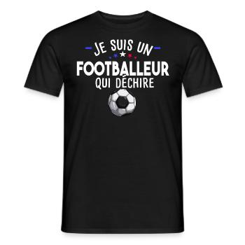 Footballeur football foot footballeuse sport - T-shirt homme - noir - Devant - AI Model Male 178 light (178cm)