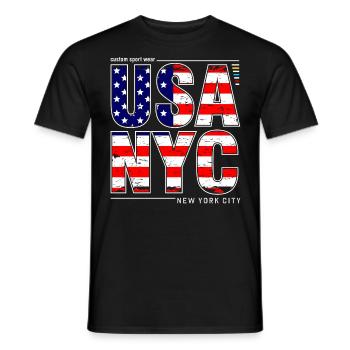 USA NYC New York City Amerikanische Flagge I Love NY - Männer T-Shirt - Schwarz - Vorne - AI Model Male 178 light (178cm)