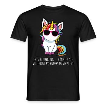 Frecher Einhorn Teenager Spruch Dumm sein? - Männer T-Shirt - Schwarz - Vorne - AI Model Male 178 light (178cm)