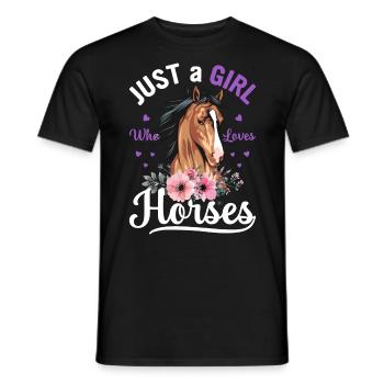 Juste une fille qui aime les chevaux Filles Propriétaire de chevaux - T-shirt homme - noir - Devant - AI Model Male 178 light (178cm)