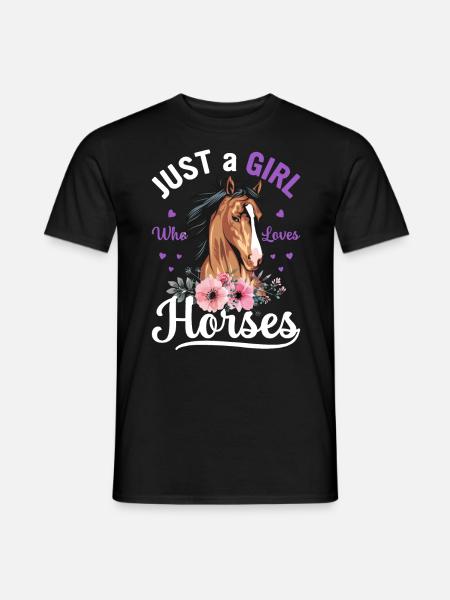 Juste une fille qui aime les chevaux Filles Propriétaire de chevaux - T-shirt homme - noir