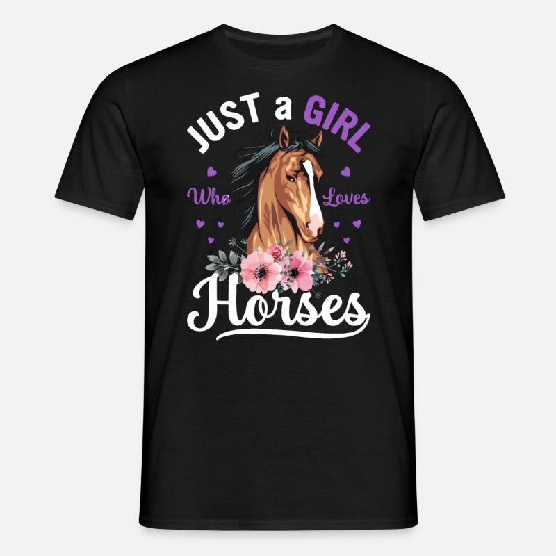 Bare en pige, der elsker heste piger hest ejer - T-shirt til herrer - sort