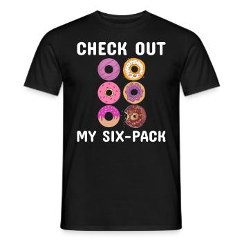 Check Out My Six Pack Donuts Funny Fitness Humor - Men's T-Shirt - black - Front - AI Model Male 178 light (178cm)