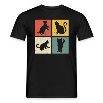 retro chat t-shirt chats chaton - T-shirt homme - noir - Devant - AI Model Male 178 light (178cm)
