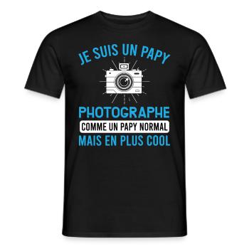 Papy photographe cadeau métier photographie humour - T-shirt homme - noir - Devant - AI Model Male 178 light (178cm)