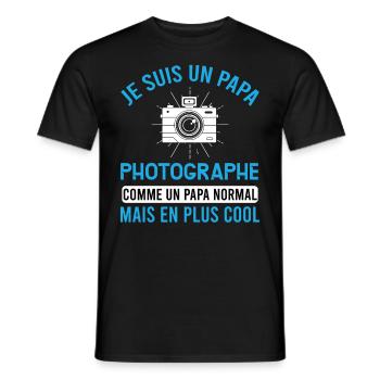 Papa photographe cadeau métier photographie humour - T-shirt homme - noir - Devant - AI Model Male 178 light (178cm)