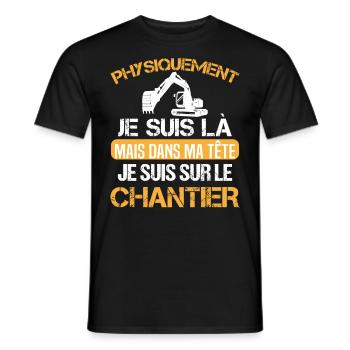 Chantier cadeau ouvriers humour métier du bâtiment - T-shirt homme - noir - Devant - AI Model Male 178 light (178cm)